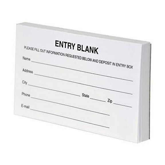 White Raffle Contest Entry Forms, :5"W x 2.75"H