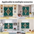 thumbnail image 6 of Green Southwestern Kitchen Curtains 72 Inch Length, Boho Ethnic Geometric Retro Grommet Top Bedroom Living Room Curtains, Light Filtering Cafe Curtain Drapes 2 Panels Set 104''x72'', 6 of 9
