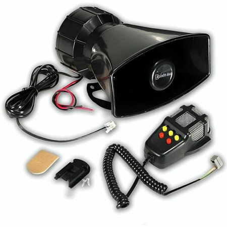 GJX 2026 New 80W Car Siren Horn Mic Pa Speaker System Emergency Sound Amplifier-5 Tones for Emergency Vehicle,Security Patrol,Traffic Control,Police,Fire Truck,Alarm Warning,Public Address