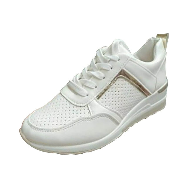 LOVZFMLL Espadrilles pour Femmes à Lacets Chaussures de Marche Antidérapantes Mode Décontractées Confortables Chaussures de Course pour Gym Voyage Travail Blanc 7.5