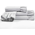 thumbnail image 4 of 100% Egyptian Cotton Ruffle Bed Sheet Set 6 Piece, 600 Thread Count, 10" Deep Pocket, Sateen finish, Border Ruffle Sheet set, Cool and Breathable - Light Gray Solid, Cal King Size., 4 of 6