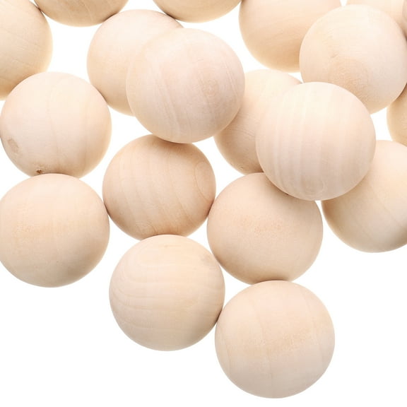 40 Pack Round Wood Balls 30mm Diameter Unfinished Solid Wooden Beads