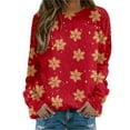 thumbnail image 1 of Bmisegm T-Shirt à Manches Longues pour Femmes, Imprimé, Décontracté, Rouge TG, 1 of 5