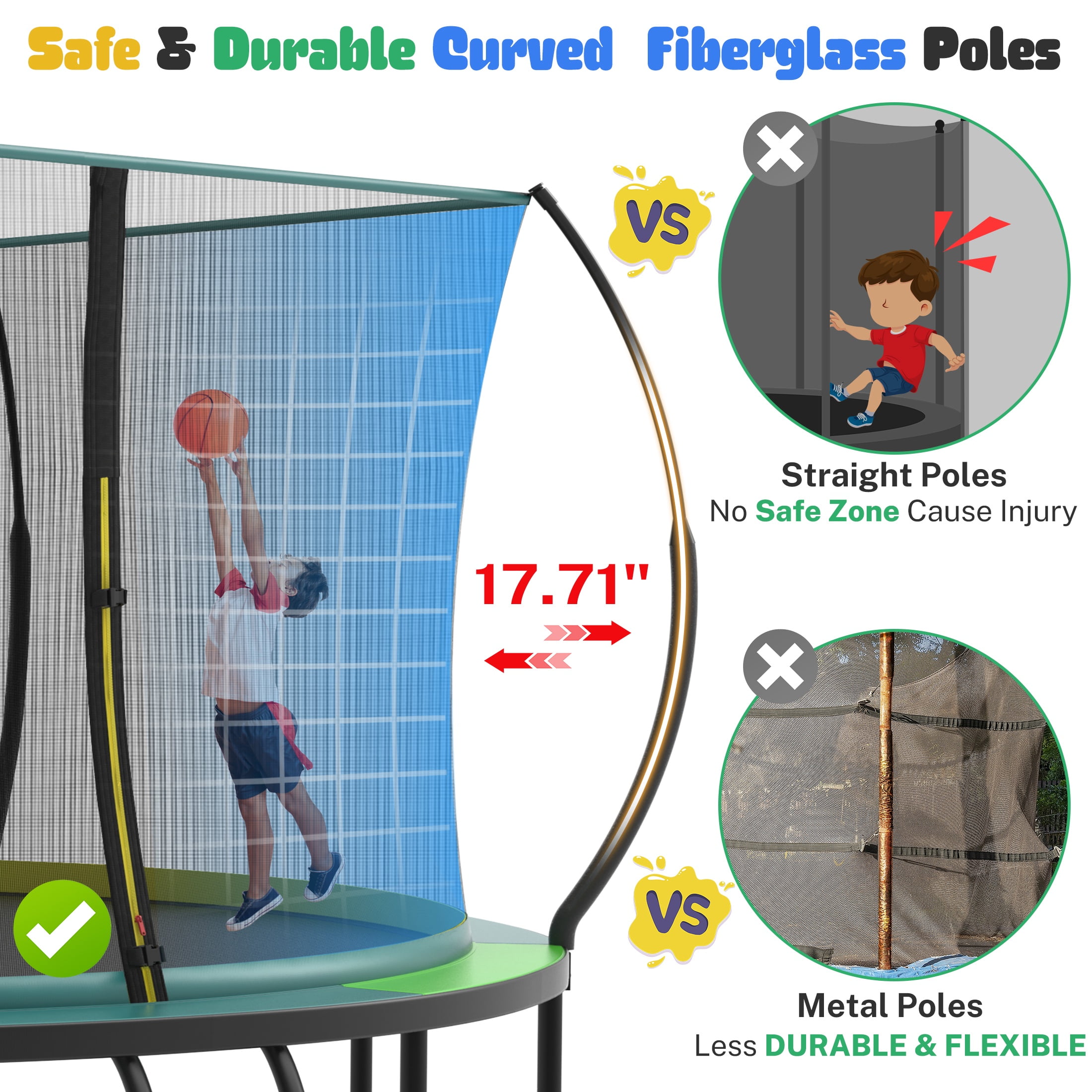 SEGMART 12ft Trampoline with Basketball hoop, Upgraded Round Outdoor Kids Trampoline with Enclosure Net, Heavy Duty Backyard Trampoline with No Gap Design, Recreational Trampoline for Adults Kids