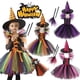 thumbnail image 2 of Disfraz de bruja de Halloween para niñas, traje de Cosplay para carnaval, Fiesta infantil, conjunto de ropa para niños, bolsa, sombrero, escoba, 2 of 5