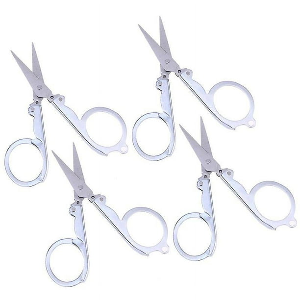 Tijeras plegables de acero inoxidable plateadas de 4 piezas