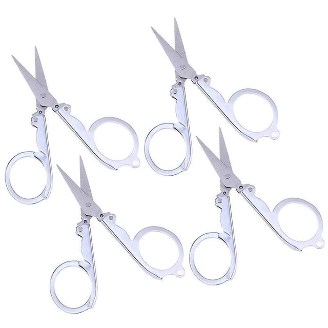 Tijeras plegables de acero inoxidable plateadas de 4 piezas