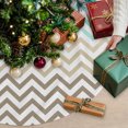 thumbnail image 3 of Turquoise Brown Christmas Tree Skirt 48 Inches, Gradient Geometric Stripes Chevron Wave Xmas Trees Skirt Mat Cover Decorations for Holiday Party Indoor Outdoor, 3 of 9