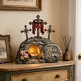 thumbnail image 2 of YingYouFu Wood Easter Resurrection Scene Cross Table Decor - He is Risen Religious Decor for Tabletop, Mantels, Tray & Perfect Christian Home Holiday Gifting, 2 of 6