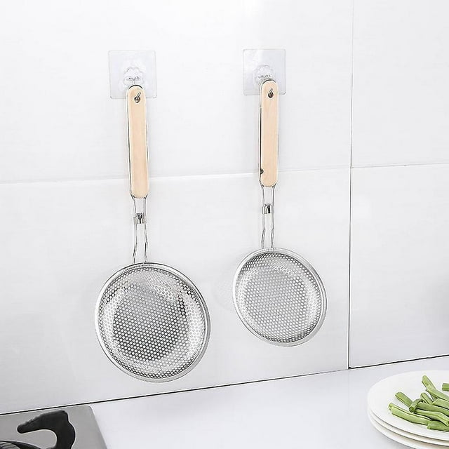 Kitchen Stainless Steel Skimmer Strainer Spoon With Wooden Handle Colander Ladle
