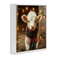 thumbnail image 3 of Stupell Industries White Calf with Holiday Lights Animals Painting White Framed Art Print Wall Art, 12 x 12, 3 of 8