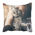 thumbnail image 1 of BOSDECO Taie d'Oreiller Amour Chats et Humains Housse de Coussin 16x16 Pouces, 1 of 2