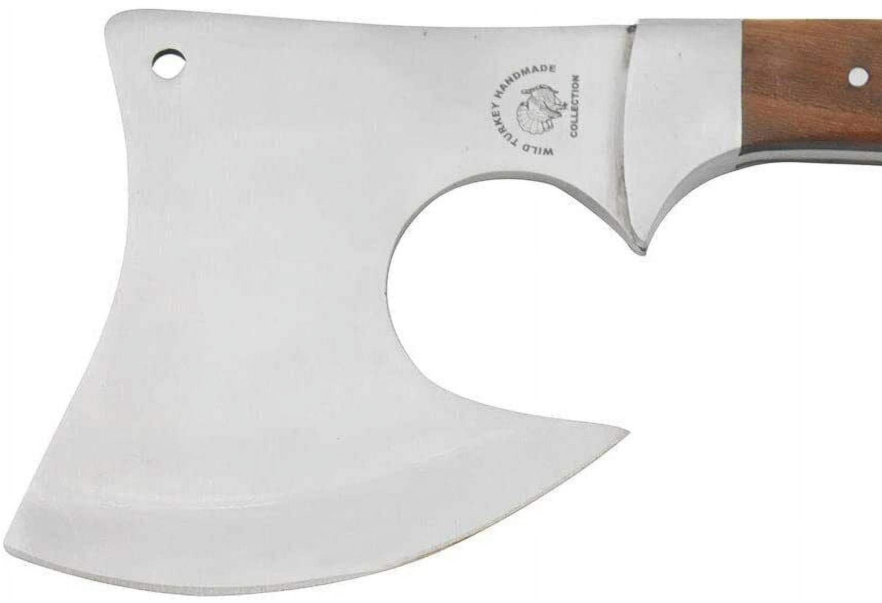 Wild Turkey Handmade Stainless Steel Collection Wood Handle Hatchet w/Leather Sh