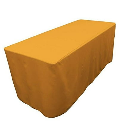 5' Ft. Fitted Polyester Table Cover Trade Show Booth Wedding Dj Tablecloth Gold, 1-Piece Design - 4 Sided And Top Together By Tablecloth (Best Monoatomic Gold On The Market)