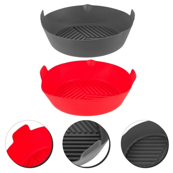 OFFIGAM 2-Pack Reusable Silicone Air Fryer Mats Non-Stick Baking Trays Kitchen Accessories Assorted Colors