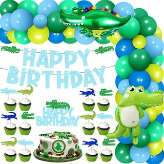 Reptile Birthday Party Decorations for Boy Reptile Lizard Snake Turtle Alligator Happy Birthday Backdrop with Alligator Foil Balloon Safari Jungle
