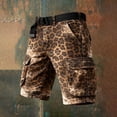thumbnail image 2 of Summer Mens Cargo Shorts Leopard Print Ethnic Loose Fit Trousers Travel Hiking Casual Athletic Beach Shorts With Pockets, 2 of 3