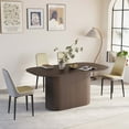 thumbnail image 4 of Medieval Modern Brown MDF Dining Table and PU Dining Chair Set with Black Metal Legs for Home Kitchen Family Gatherings, 4 of 9