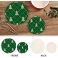 thumbnail image 4 of GZHJMY Christmas Xmas Trees Green Trivets Pot Holders Set of 2, Hot Pads, Table Mats,Placemats Set for Cooking and Baking, Cotton Braided Hot Pads, 7.09"+9.45", 4 of 7
