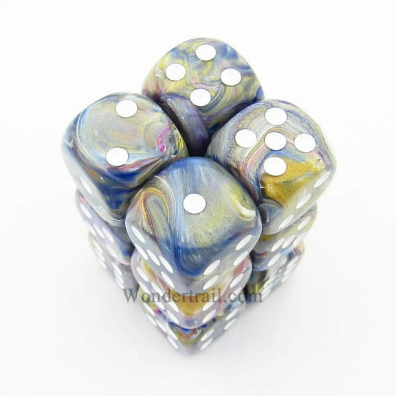 Carousel Festive Dice with White Pips D6 16mm (5/8in) Pack of 12 Chessex