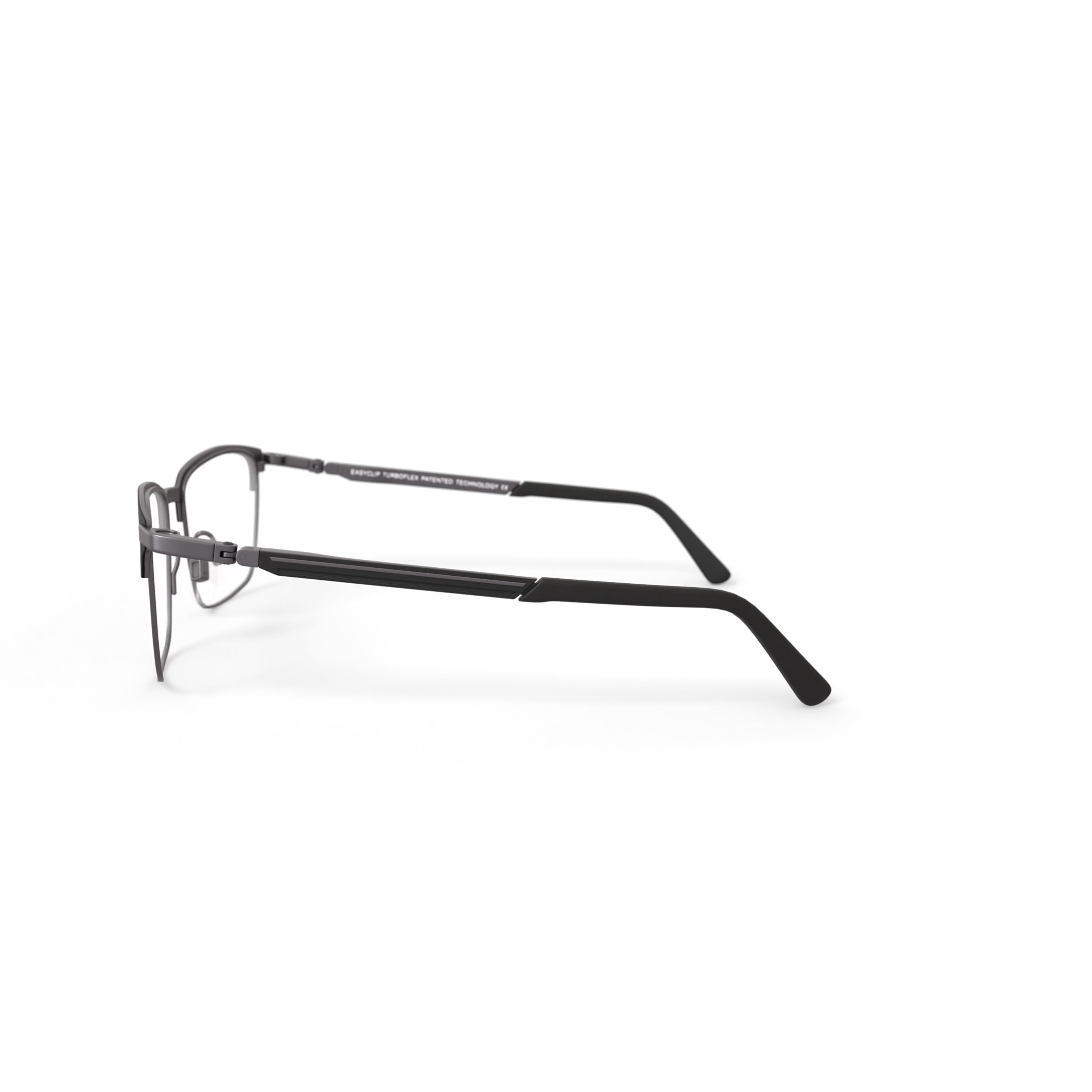 EasyClip Men's EC496 Browline Prescription Eyeglasses with Case, Black