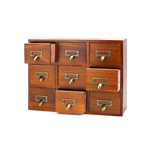 Organizador de cajones de escritorio QWORK, vintage, madera, 38 x 26 x 10 cm