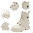 thumbnail image 5 of Linfrsh Little Girl Boots Girls Ankle Boots Kids Lace-up Glittery Combat Work Boot White,11.5, 5 of 7