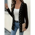 thumbnail image 4 of Women Casual Cardigan Soft Knit Cardigan Sweater Open Front Long Sleeve Coat Black S, 4 of 6