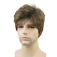 thumbnail image 1 of Lydell Peluca para hombre, pelo natural corto y liso, pelucas sintéticas completas (marrón ceniza medio), 1 of 5