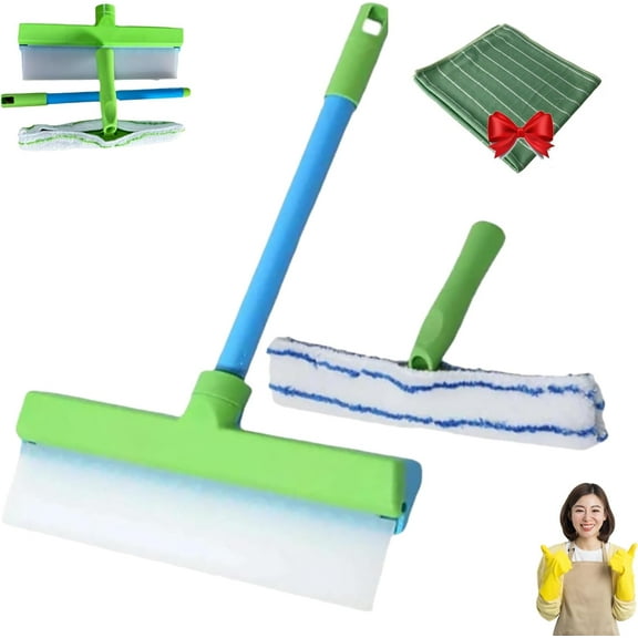 12in Window Cleaning Kit,3 in 1 Recyclable Silicone Window Cleaning Scraper for Shower Glass Mirror Door Car