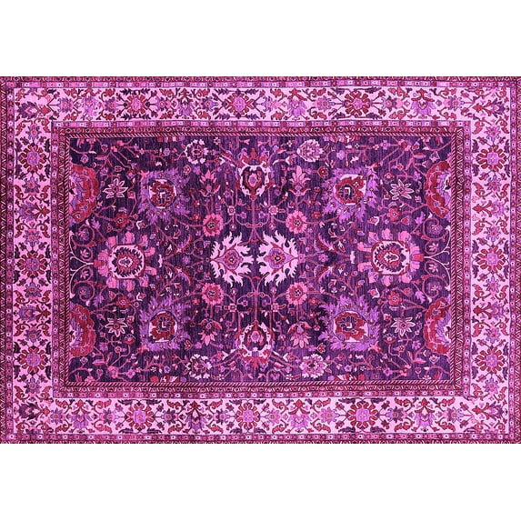 Ahgly Company Indoor Rectangle Oriental Pink Industrial Area Rugs, 5' x 7'