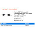 thumbnail image 2 of Front Left CV Axle Assembly - Compatible with 2009 - 2020 Dodge Journey 2.4L 4-Cylinder 2010 2011 2012 2013 2014 2015 2016 2017 2018 2019, 2 of 2