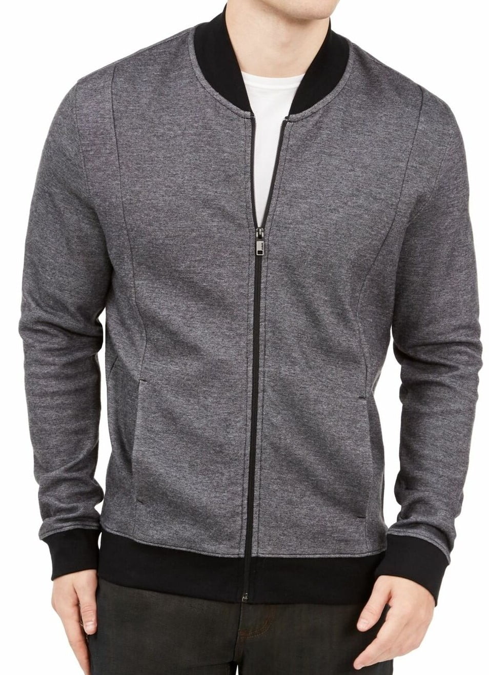 Alfani Mens Bomber Jacket Pique Knit 