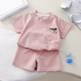 thumbnail image 2 of HCNTES Toddler Baby Boys Girls Clothes Ribbed Button-Down Shirt Tops +Shorts Pocket Outfit 2 PCS set 12 Months-5T Without Tee(Pink,12-18 Months), 2 of 5