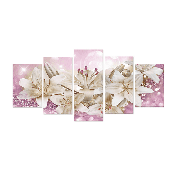 EIMELI 5 Pcs Canvas Prints Wall Art Concise Flower Wall Paintings Home Letter Printed Photo Art Wedding Decor 20 x 40 in