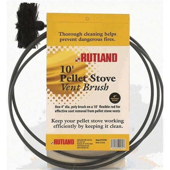 Rutland 17410 Pellet  Stove/Dryer Vent Brush, 4" D x 10' Flexible Handle