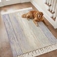 thumbnail image 4 of Bedroom Rug Carpet 3'x 5', Purple Grey Washable Floor Carpet with Tassels, Farmhouse Gray Barn Wooden Vintage Striped Elegant Soft Floor Rug Mat for Patio, Balcony, Laundry, Room Decor, 4 of 9