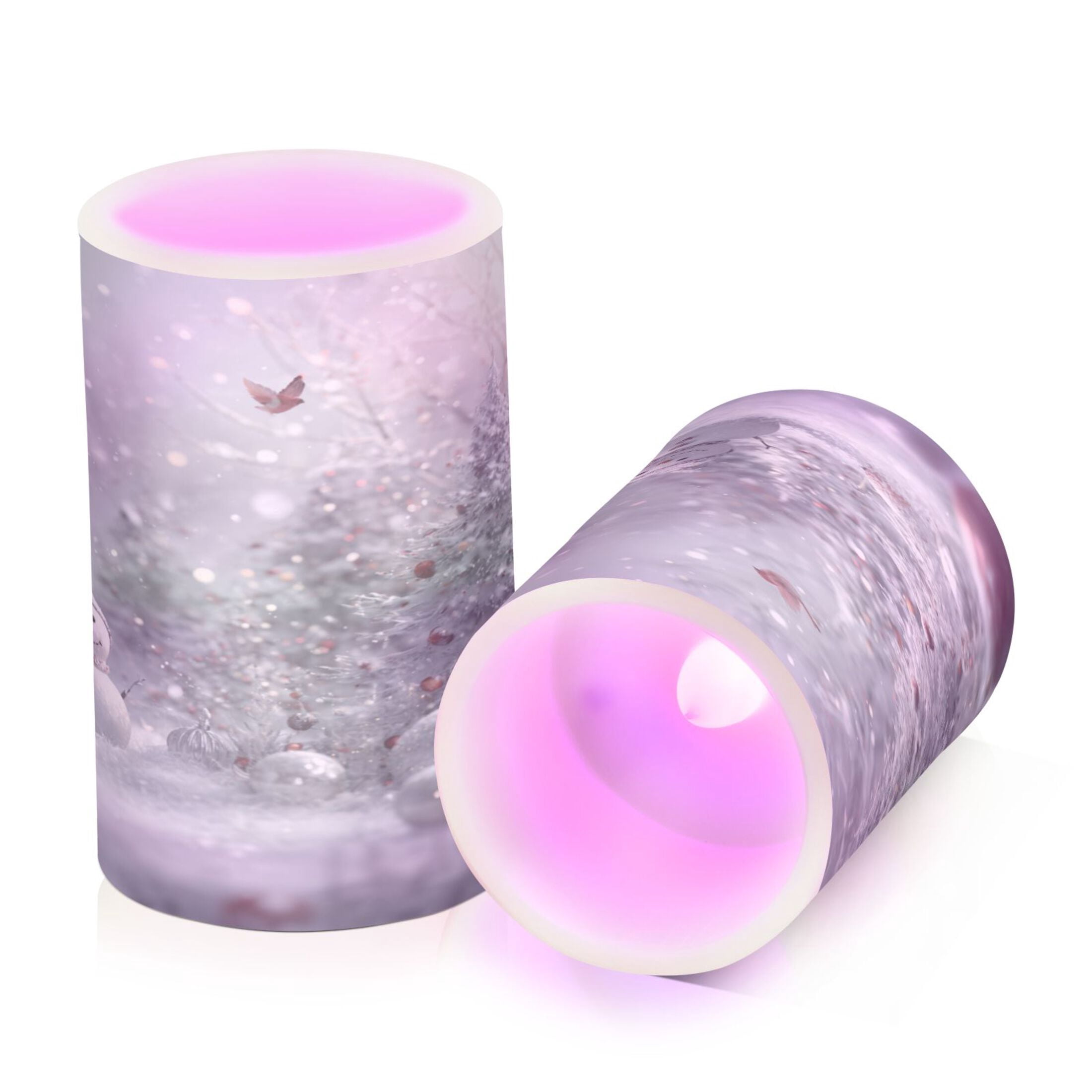Set of 2 Flameless Candles Lights with Remote Control Flickering LED Candles Electric Candles for Home Decor Parties Snowy Winter Landscape