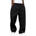 thumbnail image 2 of Uncuffed Sweatpants Men Open Bottom Casual Baggy Wide Leg Sweat Pants Open Bottom Athletic Joggers with Pockets Black S, 2 of 4