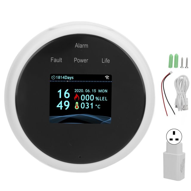 Alarma de gas combustible WiFi Detector de fugas de gas natural metano Advertencia de luz sonora para enchufe Tuya 100-240VUK