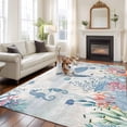 thumbnail image 3 of Sea Turtle Washable Living Room Rugs 5'x7', Watercolor Seaweed Fish Coral Seahorse Newspaper Texture Low Pile Throw Large Area Rugs Non-Slip Sturdy Edge Binding Carpet for Dining Room Bedside Kitchen, 3 of 9