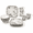 Gray, variant on Turquoise 16-Piece Porcelain Square Dinnerware Set for 4, Microwave and Dishwasher Safe