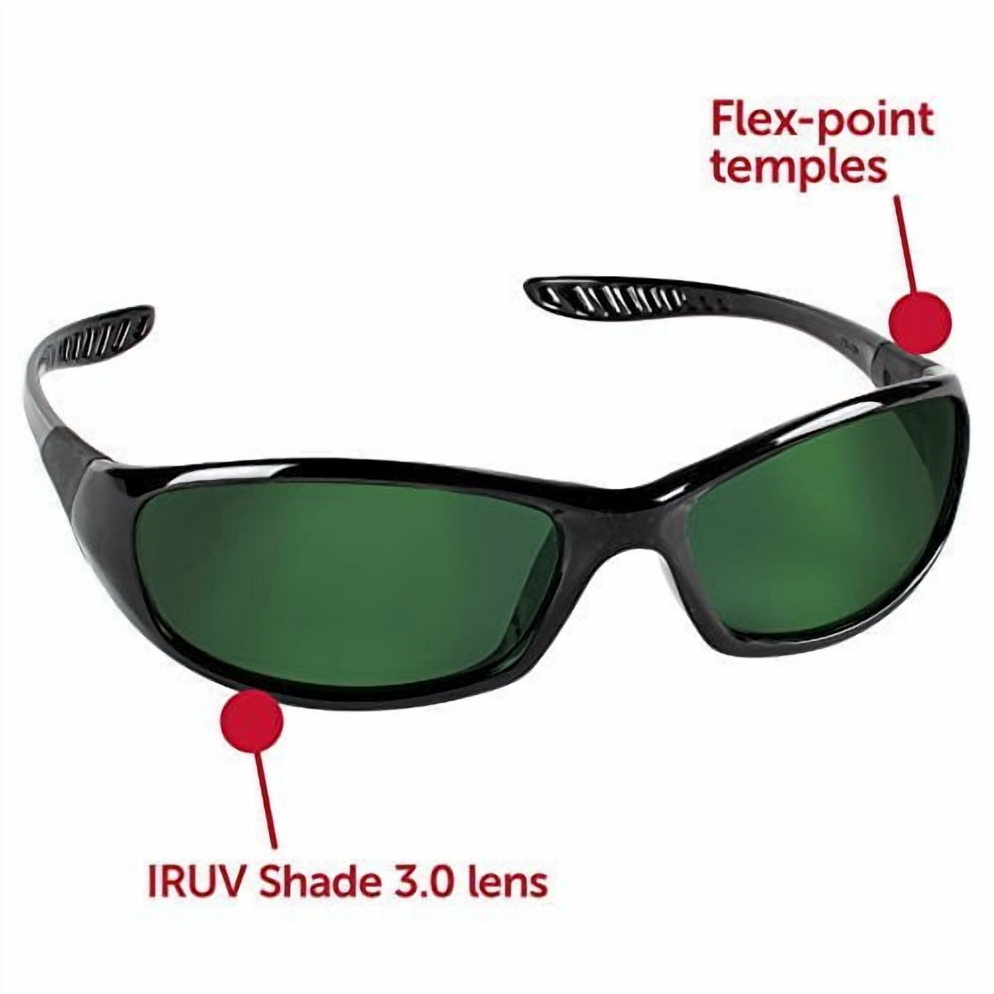 V40 Hellraiser™ Safety Glasses, IRUV Shade 3.0 Polycarbonate Lens, Uncoated, Black, Nylon