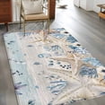 thumbnail image 3 of Coastal Marine Life Washable Area Rugs 4'x6', Beige Starfish Blue Leaves Wood Grain Low Pile Throw Living Room Rug Non-Slip Sturdy Edge Binding Carpet for Indoor Entryway Bedside Kitchen, 3 of 9