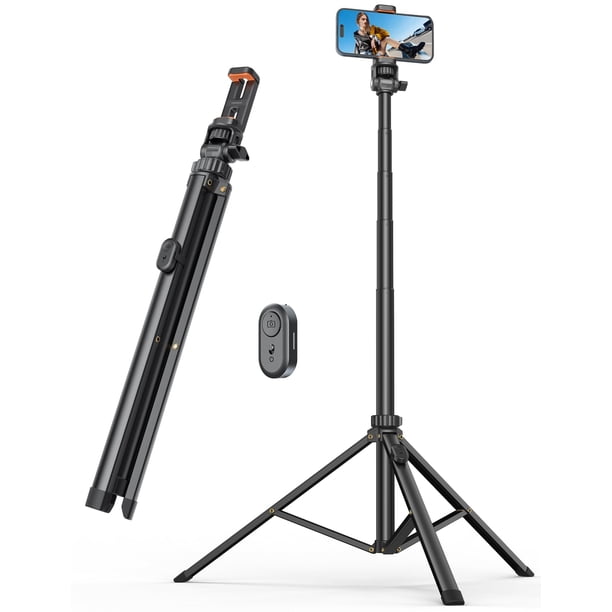 Trípode de teléfono YUMAZLA de 1,8 m con selfie stick para iPhone y réflex digital