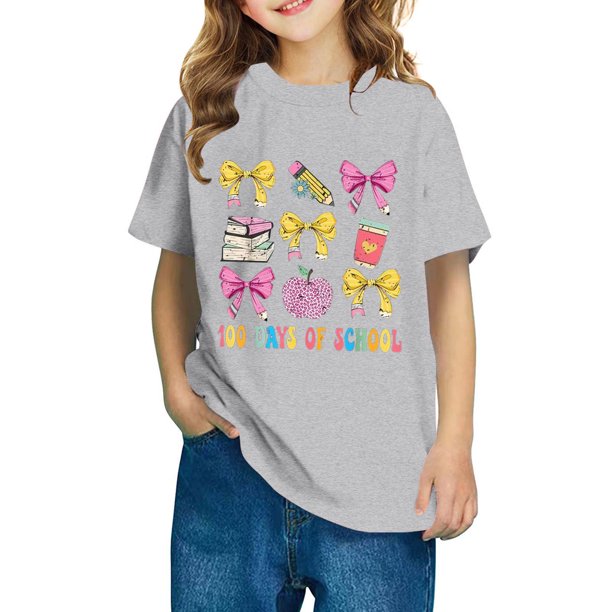 Fiudx Camiseta para Niños, Suave Tela de Polispandex, Bonita Camisa de Cuello Redondo, Blusa Moderna con Mangas Abullonadas, Ropa Informal Diaria, para Niñas y Niños de 3 a 14 Años, Se Recomienda Lav
