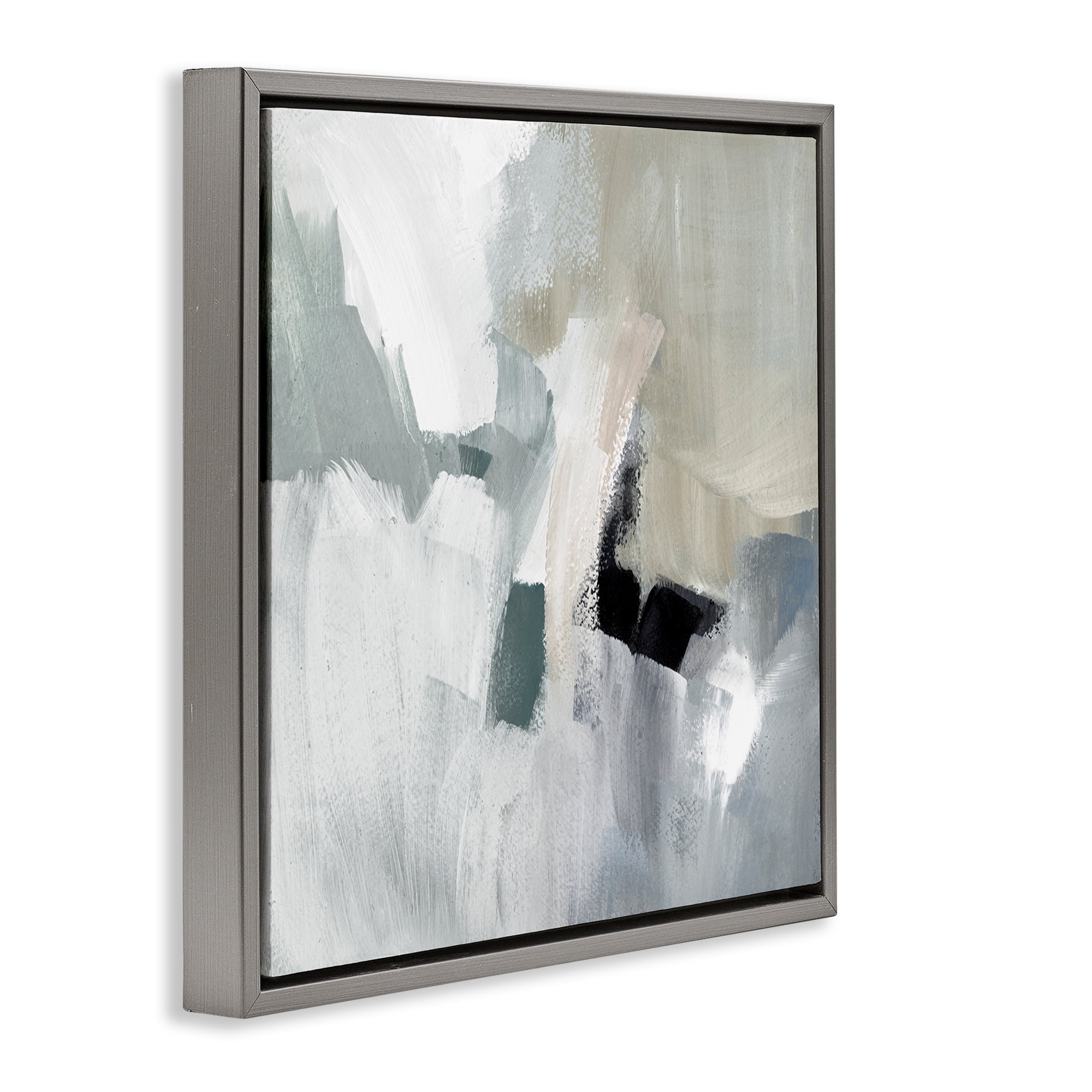 Stupell Industries Quiet In Grays Abstract Abstract Painting Gray Floater Framed Canvas Art Print Wall Art, 25 x 25