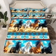 thumbnail image 2 of Castle Fairy Teens Boys Girls Galloping Horse Bed Sheets,Tribal Aztec King Sheets, 2 of 7