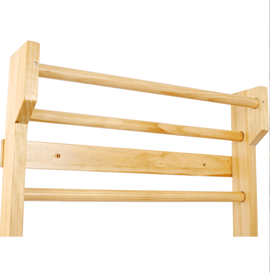 Wood Stall Bar, Wall-Mounted Gym for Pull-Ups, Therapy & Yoga
