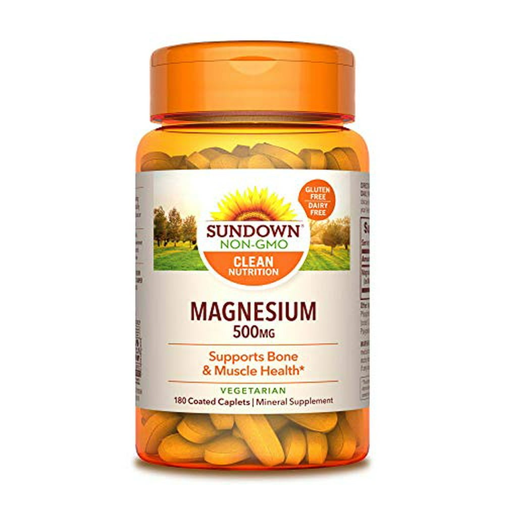 Sundown Magnesium, 500 mg (180 Coated Caplets) Mineral Supplement